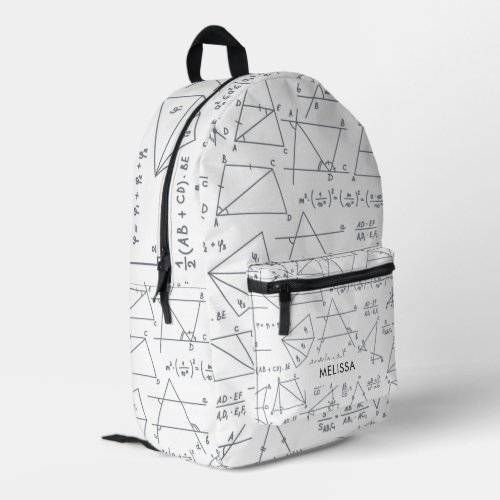 Math Calculations and Shapes Personalized Printed Backpack