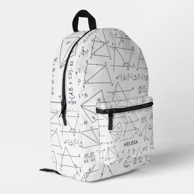 Math Calculations and Shapes Personalized Printed Backpack (Back Corner Left)
