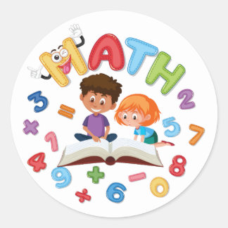 Math Cartoon Colorful Sticker