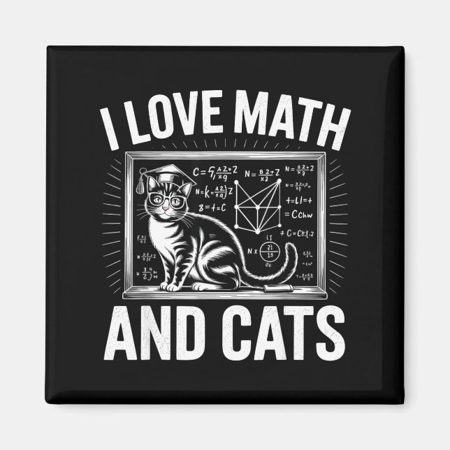 Math Cat Lover Funny Math Teacher I Love Math And  Magnet (Front)