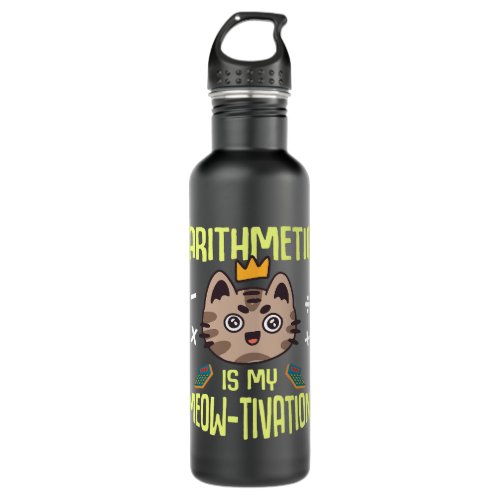 Math Cat Lover Teacher Pet Owner Humor Nerdy Mathe Stainless Steel Water Bottle