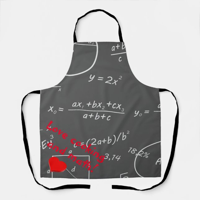 Math chalkboard love cooking and math apron (Front)