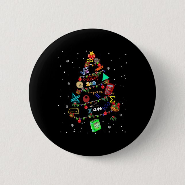 Math Christmas Tree Xmas gift Button (Front)