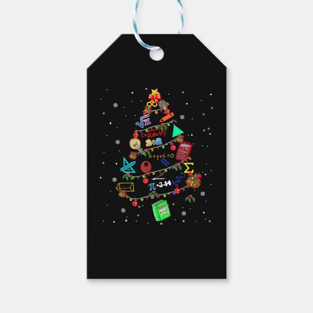 Math Christmas Tree Xmas gift Tags (Front)
