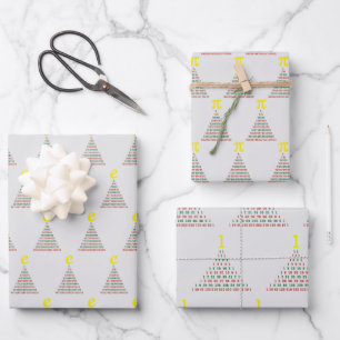 Math christmas trees wrapping paper sheets