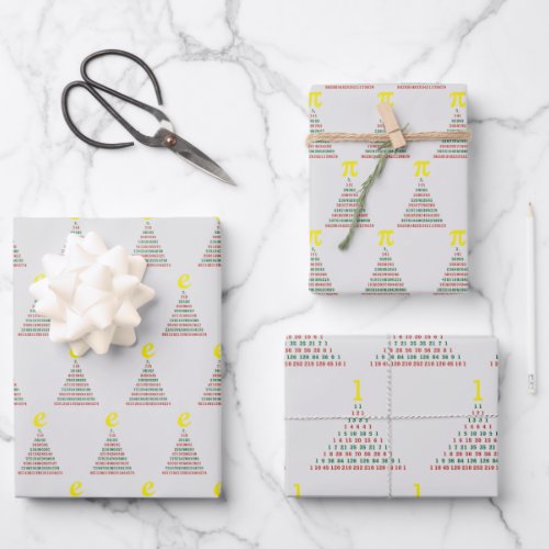 Math christmas trees wrapping paper sheets