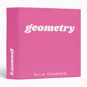 Math Class Custom Monogram Hot Pink School 3 Ring Binder