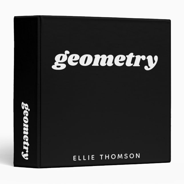 Math Class Custom Name Monogram School Black 3 Ring Binder (Front/Spine)