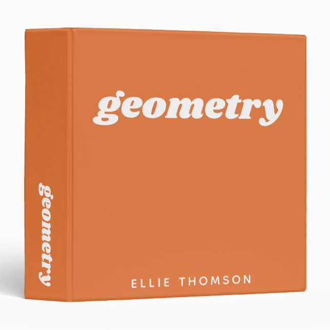 Math Class Custom Name Monogram School Orange 3 Ring Binder (Front/Spine)