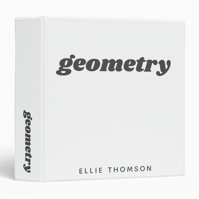 Math Class Custom Name Monogram School White 3 Ring Binder (Front/Spine)
