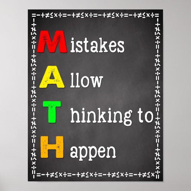 Math Classroom Poster Teacher Chalkboard Sign (Front)