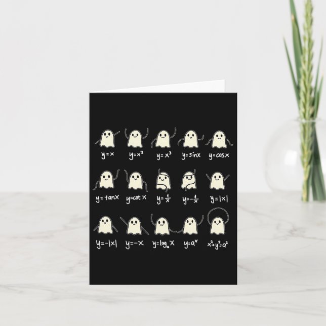 Math Dance Ghost Halloween Spooky Cute Ghost Math  Card (Front)
