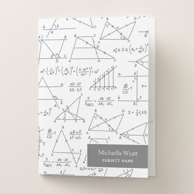 Math Diagrams and Formulae Pattern Modern Teachers Pocket Folder (Front)