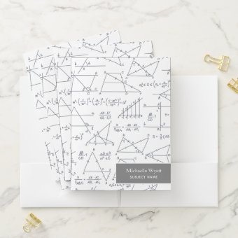 Math Diagrams and Formulae Pattern Modern Teachers Pocket Folder | Zazzle