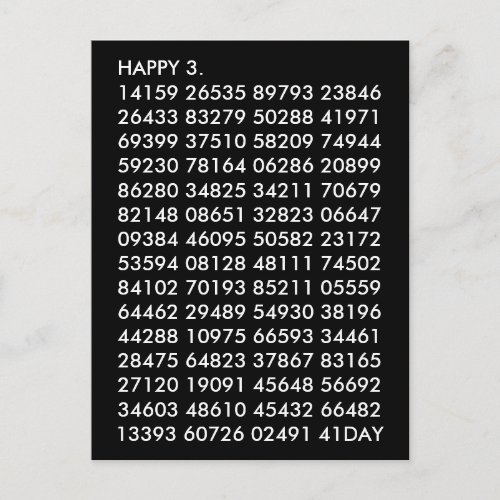 Math Digits 314 Funny Happy Pi Day Postcard