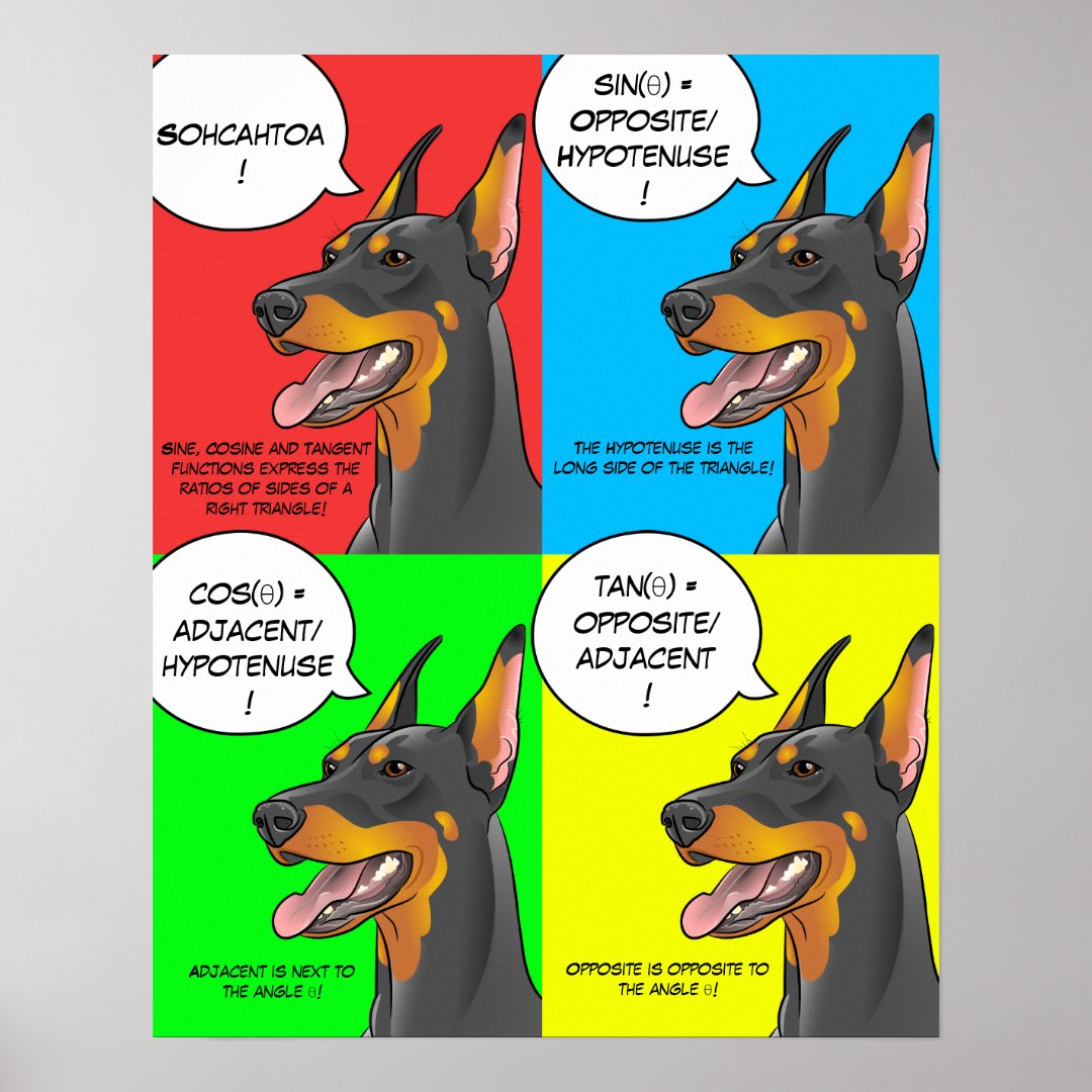 Math Dog Colorful Trigonometry Doberman Poster | Zazzle