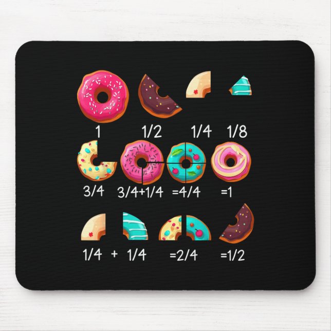 Math Donut Fraction Back to School Teacher Gifts Mouse Pad (Front)