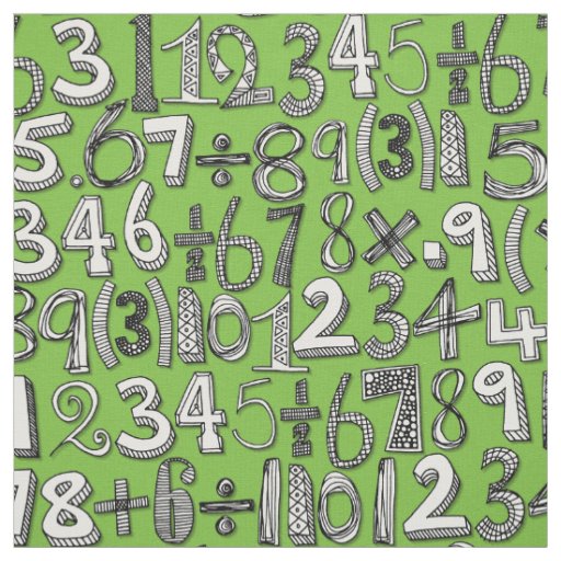 math doodle green fabric