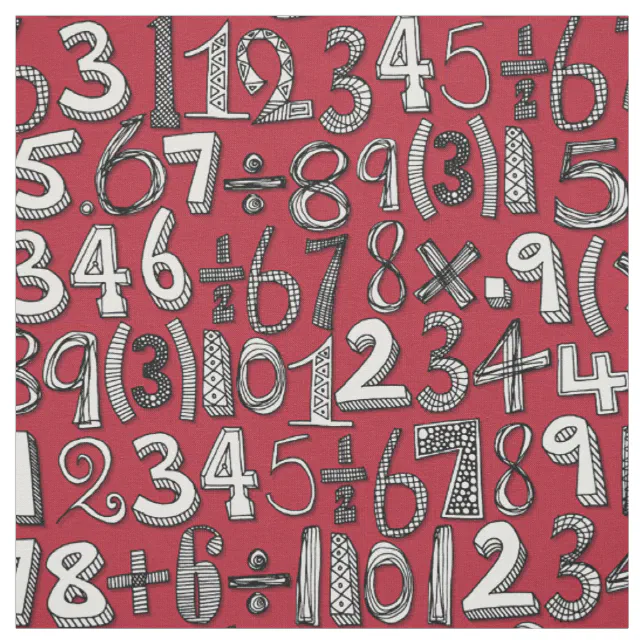 Red Math Doodle math doodle red fabric | Zazzle