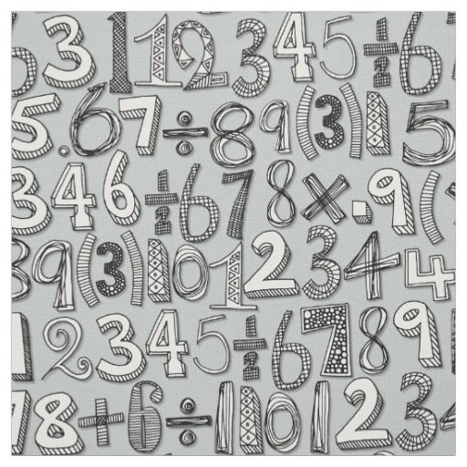 math doodle silver fabric