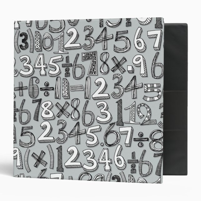 math doodle silver (large) 3 ring binder (Front/Inside)