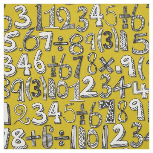 math doodle yellow fabric