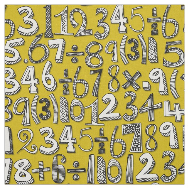 math doodle yellow fabric (Swatch)