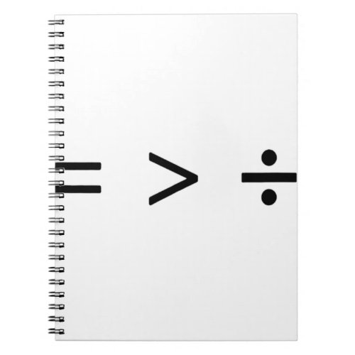 Math Equal Sign Greater Than Sign Division Sign Notebook