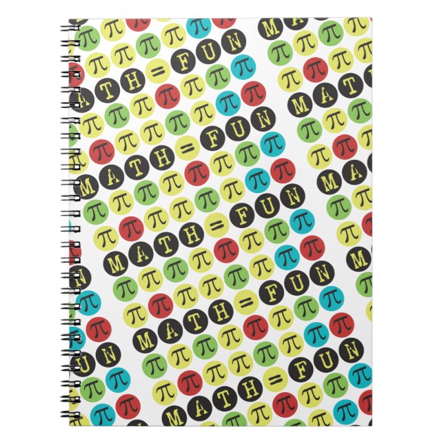 Math equals Fun © - Funny Pi Colorful Notebook (Front)