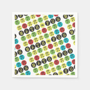Math equals Fun - Funny Pi Colorful Paper Napkins