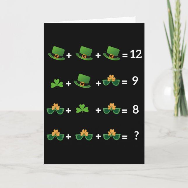 Math Equation Funny St Patricks Day Teacher 1  Card (Front)