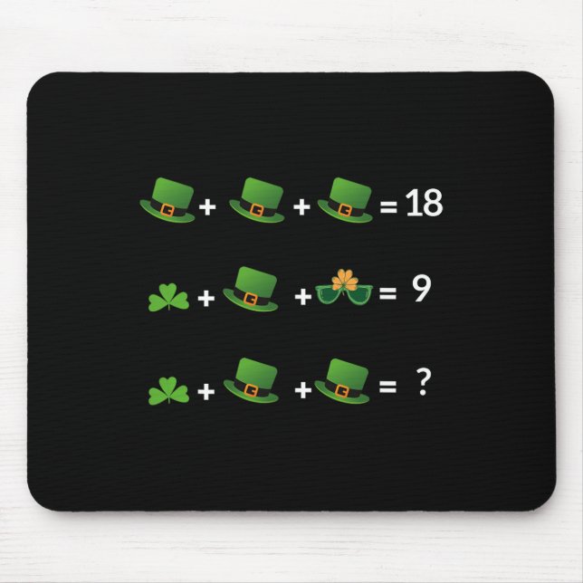 Math Equation Funny St Patricks Day Teacher  Mouse Pad (Front)