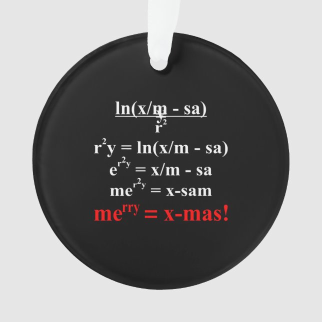 Math Equation Merry Christmas Ornament (Front)