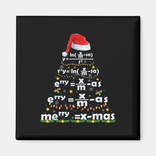 Math Equation Merry X-mas Funny Math Teacher Chris Magnet (Front)