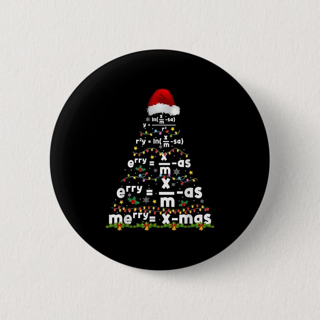 Math Equation Merry Xmas Season Teacher Christmas  Button (Front)