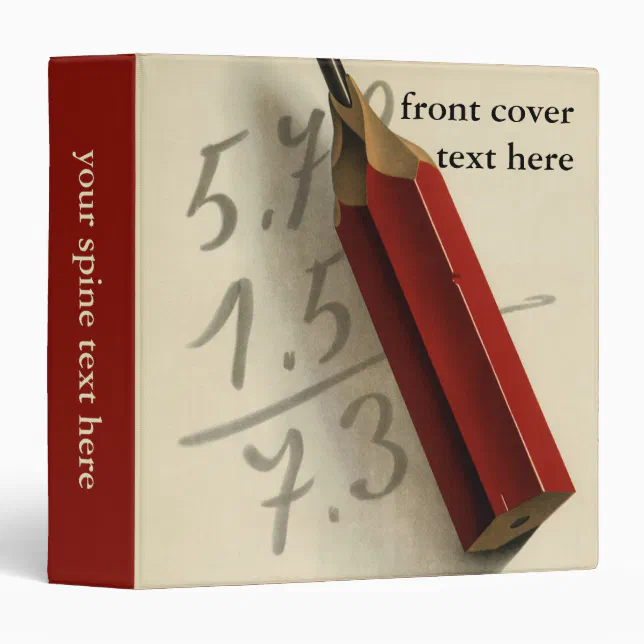 Math Equation with Red Pencil, Vintage Business Binder | Zazzle