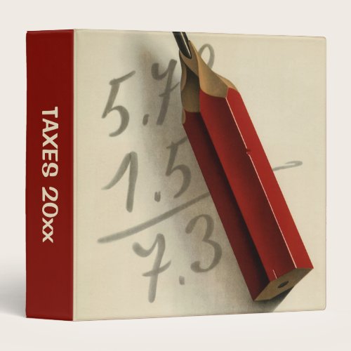 Math Equation with Red Pencil, Vintage Business Binder