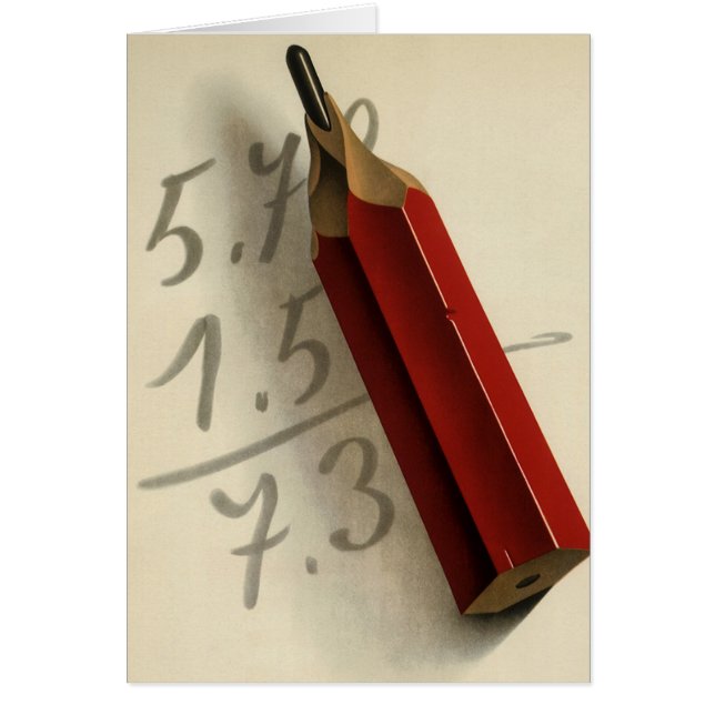 Math Equation with Red Pencil, Vintage Business Cards (Front)
