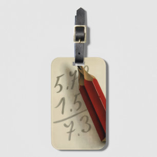 Math Equation with Red Pencil, Vintage Business Luggage Tag