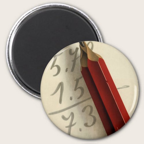 Math Equation with Red Pencil, Vintage Business Magnet