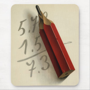 Math Equation with Red Pencil, Vintage Business Mouse Pad