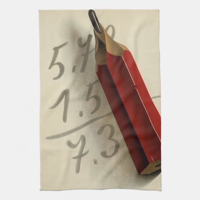 Math Equation with Red Pencil, Vintage Business Towel (Vertical)