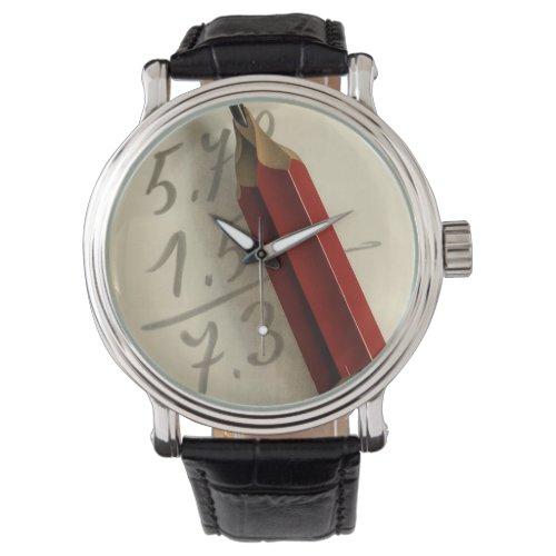 Math Equation with Red Pencil Vintage Business Watch
