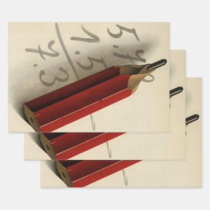 Math Equation with Red Pencil, Vintage Business Wrapping Paper Sheets