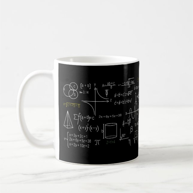 Math Equation with White Text on Black Background Coffee Mug (Left)