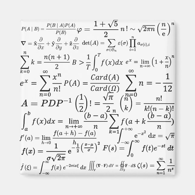 math equations and formulas magnet (Front)