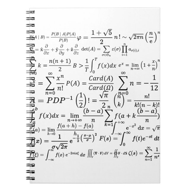 math equations and formulas notebook (Front)