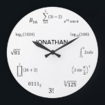 Math Equations and Notations Large Clock<br><div class="desc">Our math equation wall clock is the perfect addition to any room! Add a name for a personal touch. Great teacher,  student,  engineer,  and math lover gift idea!</div>