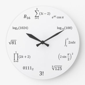 Math Equations and Notations Large Clock