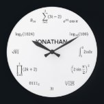 Math Equations and Notations Large Clock<br><div class="desc">Our math equation wall clock is the perfect addition to any room! Add a name for a personal touch. Great teacher, student, engineer, and math lover gift idea!</div>